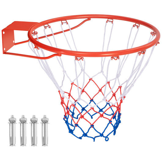 18 Inch Basketball Rim Goal Replacement with All Weather Net and Mounting Hardware-Black