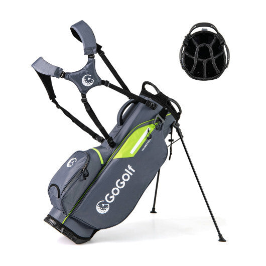 Golf Stand Bag Lightweight Golf Bag with 8 Way Top Dividers and 5 Zippered Pockets-Gray