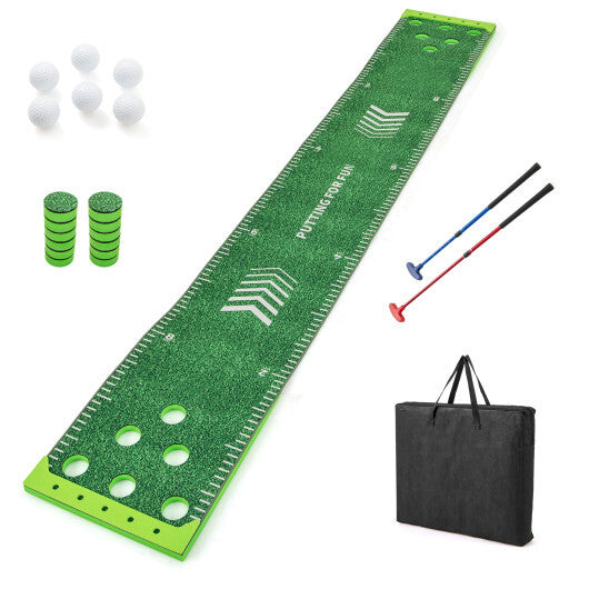 11 FT Putting Green Mat with 2 Adjustable Putters and 6 Balls