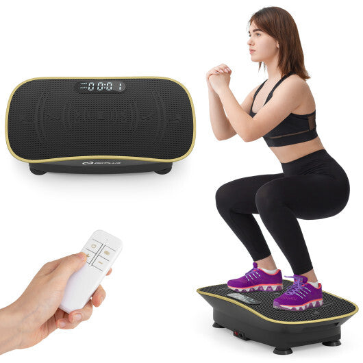 Vibration Plate Exercise Machine for Lymphatic Drainage and Weight Loss with 10 Speed Intensities-Black
