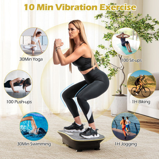 Vibration Plate Exercise Machine for Lymphatic Drainage and Weight Loss with 10 Speed Intensities-Black