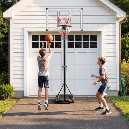 4.1-10 Feet Portable Basketball Hoop 18-Level Adjustable with Heavy Duty Fillable Base