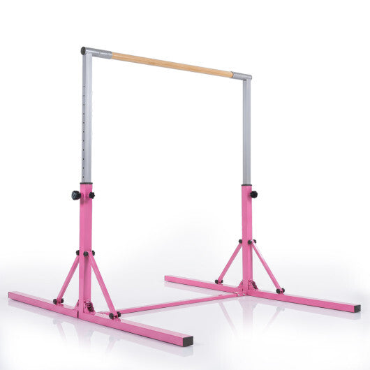 Foldable Gymnastics Bar for Kids with 3-Level Adjustable Heights-Green