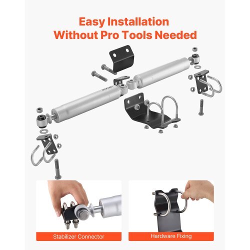 Dual Steering Stabilizer, for 2007-2018 Jeep Wrangler JK, Dual Steering Stabilizer Kit Fits with 2 Inches of Suspension Lift or Higher, Enhanced Control & Reduced Vibration, Easy Installation