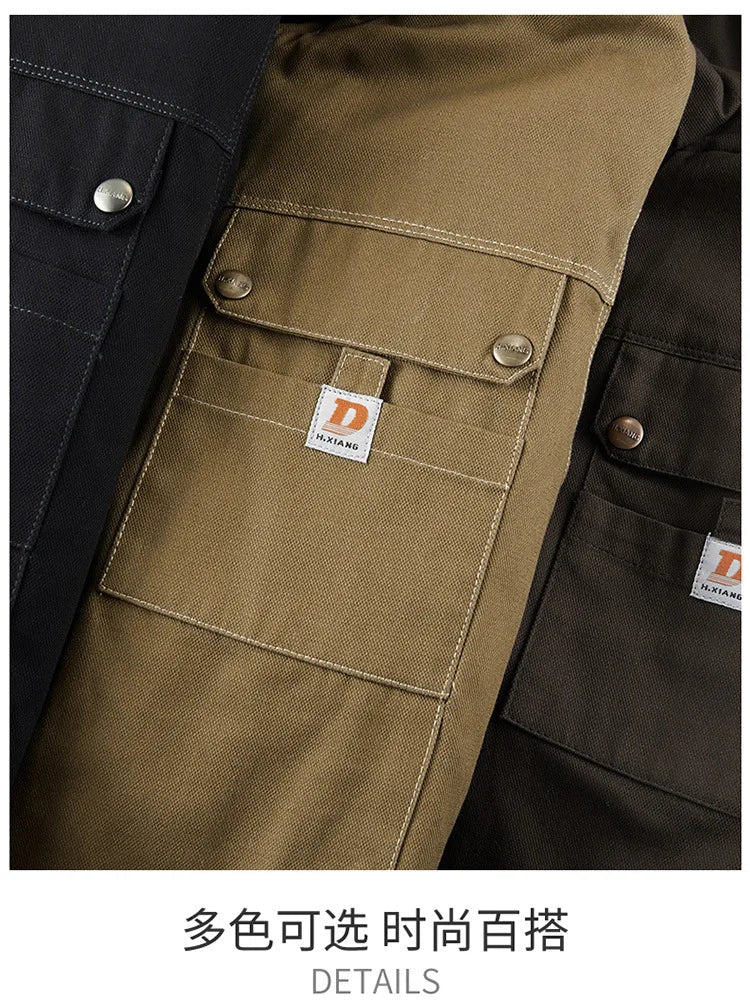 New Fashion Men Hooded Fleece Warm Down Jackets Casual Fit Coats Quality Male Cotton Multi-pockets Cargo Jackets Tooling Coats 4