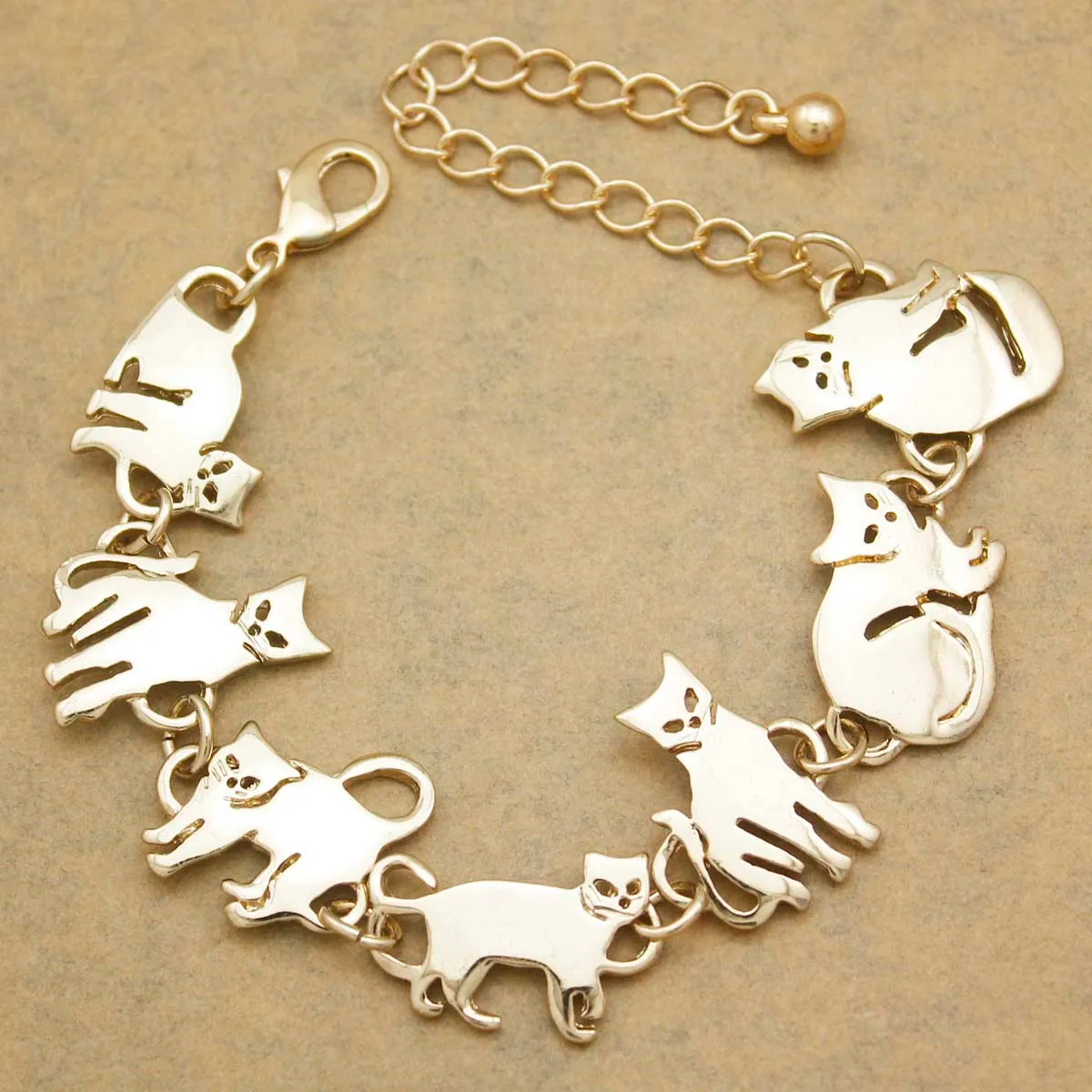Clearance_Cat Pendant Charm Chain Link Bracelets For Women Cowgirl Cuff Bangles Fashion Jewelry Egyptian Bastet Pulseira Accesso