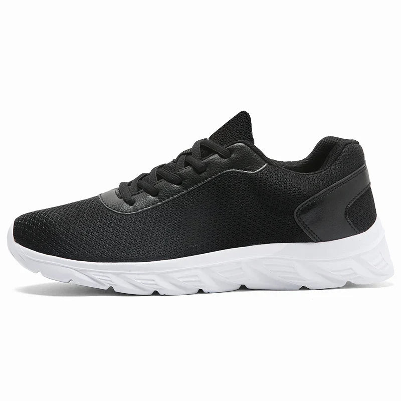 Men's Casual Sports Shoes Men's Black Mesh Breathable Running Shoes Soft Bottom Light Flat Bottom Work Shoes