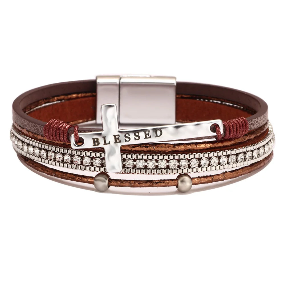 Bohemian Cowboy Chic Cross Bracelet Western Jewelry For Women Christian Bracelets Religious Bracelets