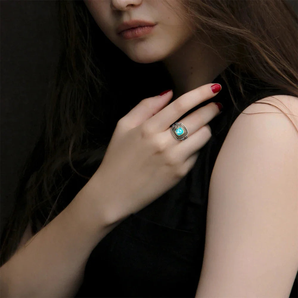 Designer Inspired Two Tone Statement Rings for Women 18K Gold Plated Fashion Brand Engagement Wedding Ring