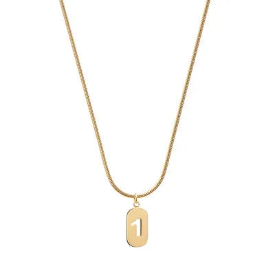 Stainless Steel Angel Number Necklace 0 1 2 3 4 5 6 7 8 9 Rectangle For Women Men Hollow Lucky Number Chain Necklaces Jewelry