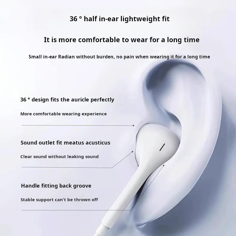 Original In-Ear Headphones For Apple iPad iPhone 15 17 14 13 12 11 16 Pro Max Plus Type C Wired Earphones Laptops Tablet Earbuds