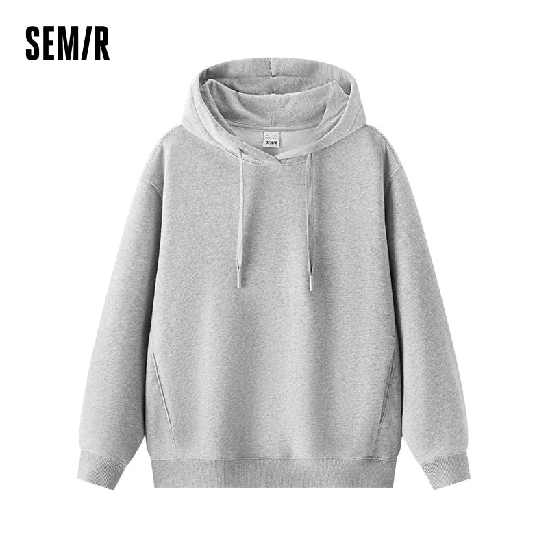 Semir Hoodie Women Fleece Lined Thermal Antibacterial Loose Fit Solid Color 2025 New Winter Casual Pullover