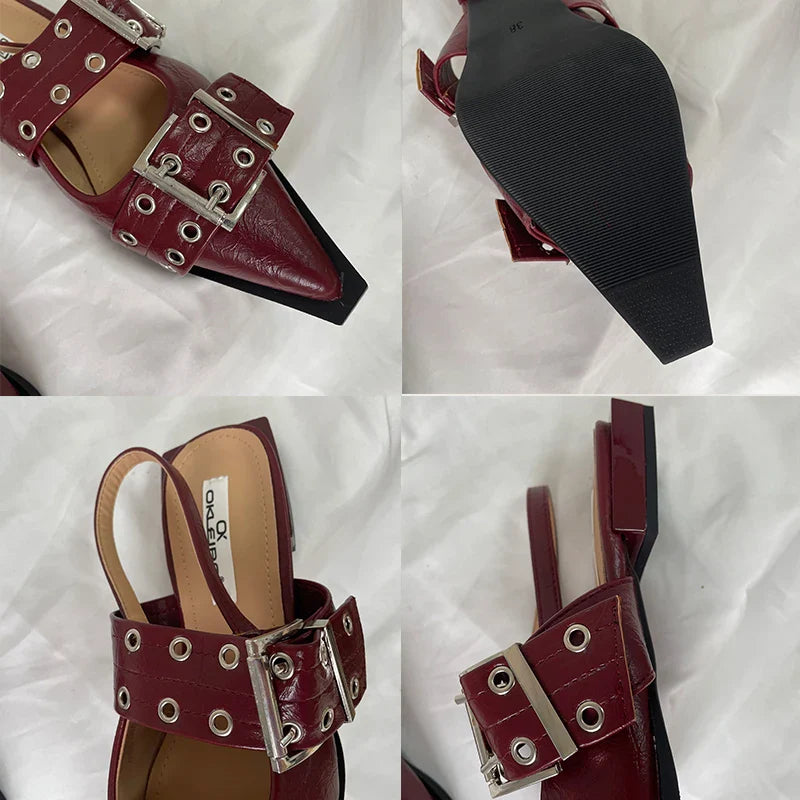 New Women Sandals Shoes Pointed Toe 2026 Spring Fashion Shallow Footwear Slingbacks Ladies Sandals Flats Shoes Big size