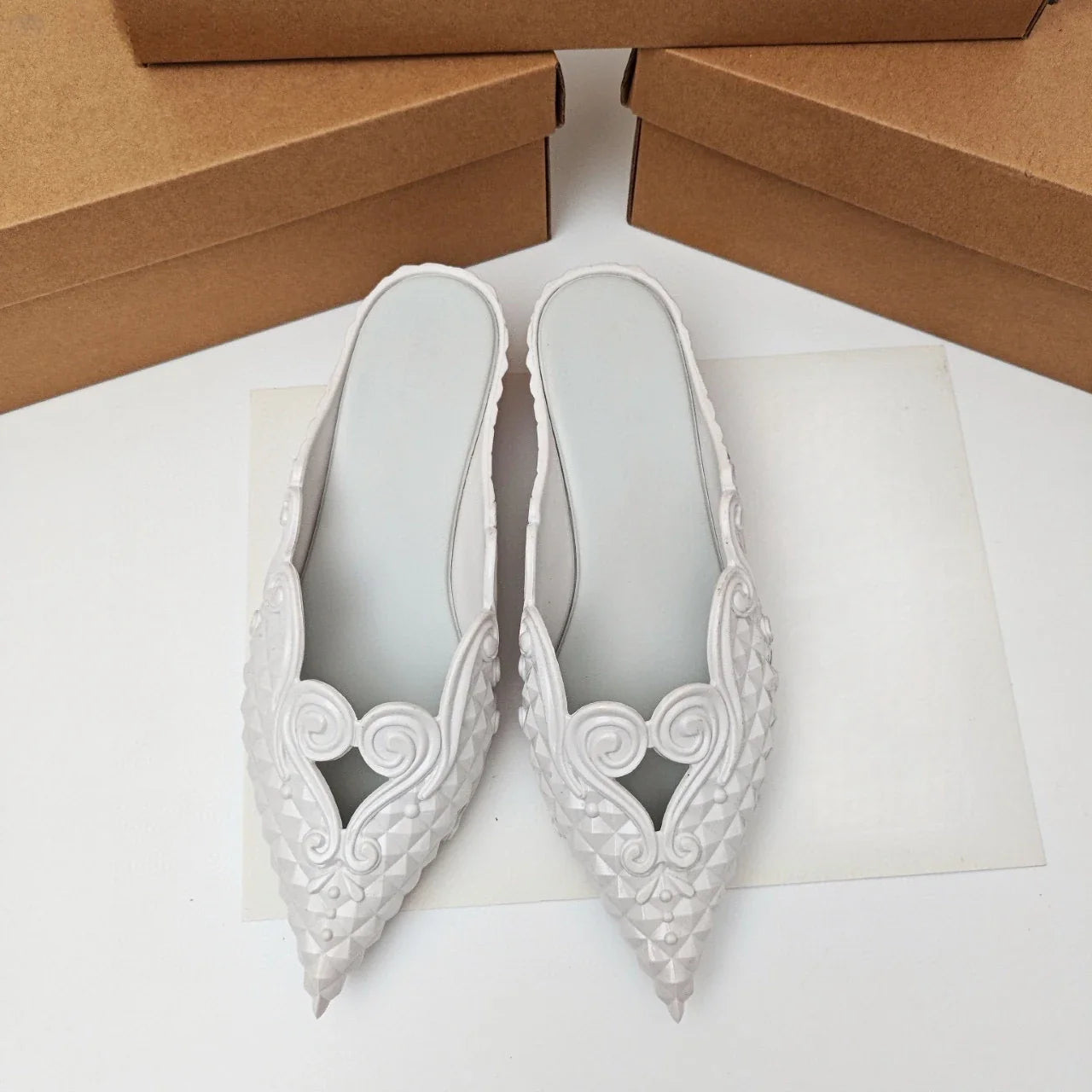 Original Brand Style Women Pointed-toe Crystal High Heel Slippers  Girl Retro Elegance Slippe Ladies Fashion witch Summer Slides