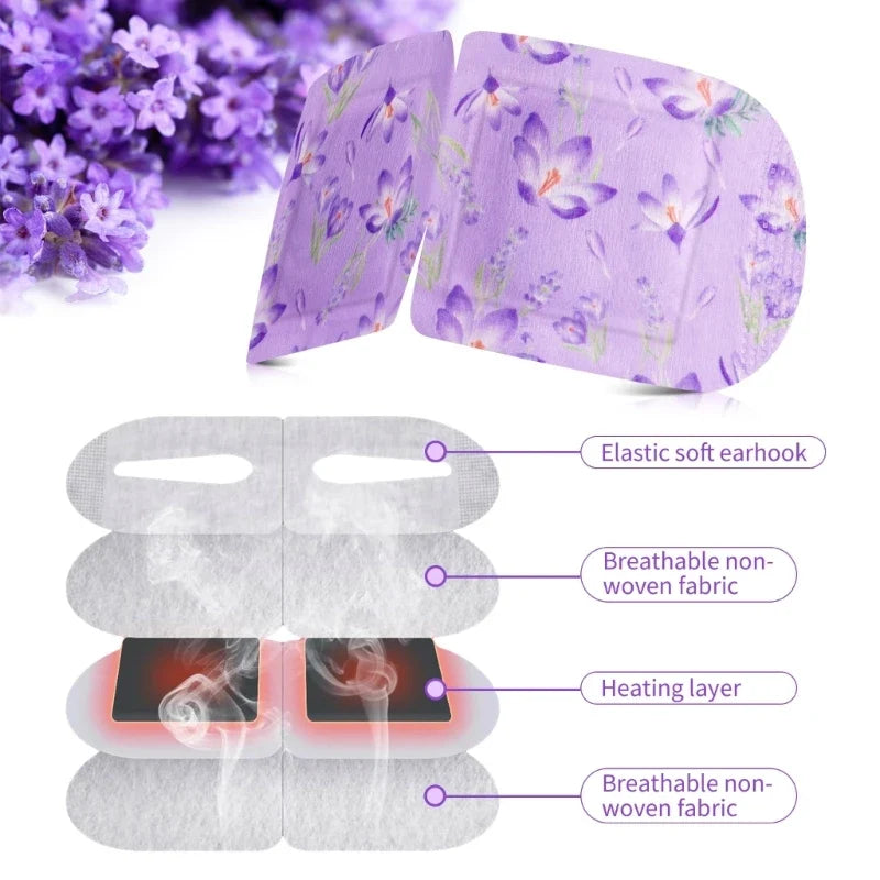 12 Pieces Self Heated Eye Mask Disposable Eye Heating Pad Moisturizing Heat Eye Mask Lavender Sleep Eye Mask for Daily