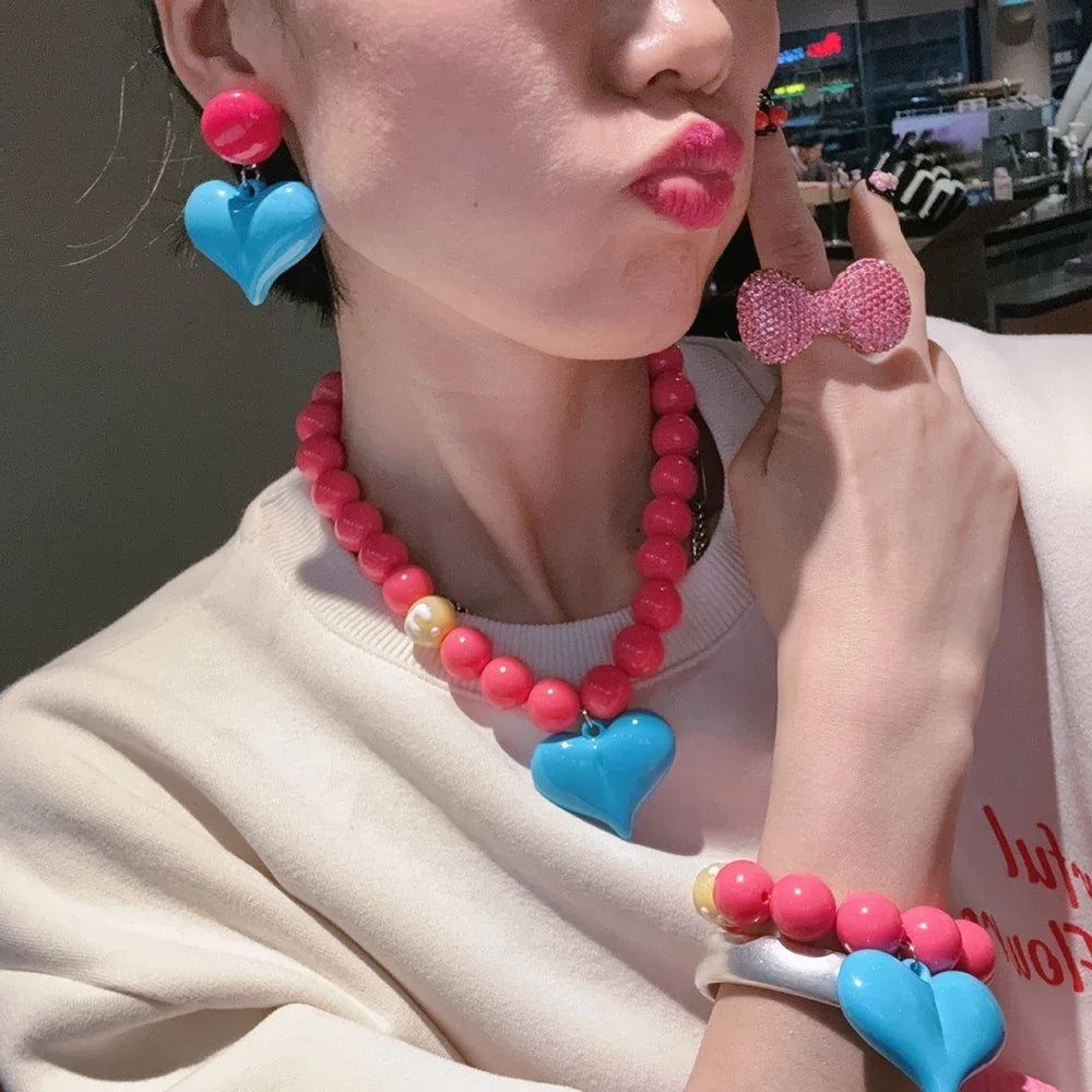 Fashionable Summer Pendant Necklace Simple And Elegant Bracelet Sweet Necklace New Heart-Shaped Jewelry Accessory