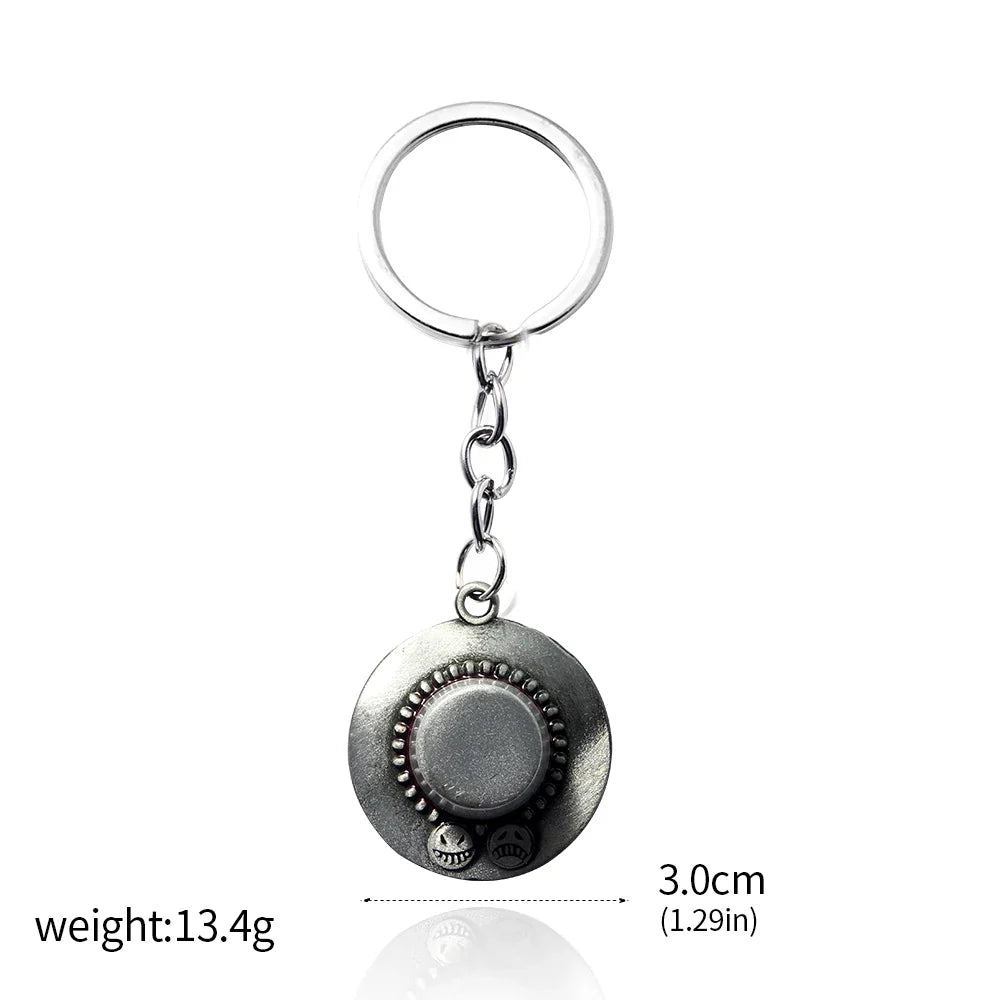 One Piece Luffy Straw Hat Keychain Rotatable Zoro Skull Metal Pendant Role-Playing Decorative Accessories Fan Jewelry Gift
