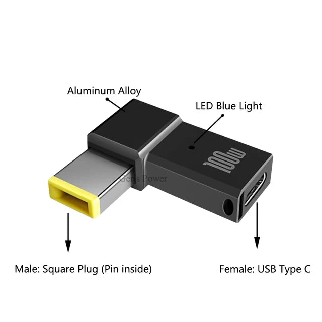 100W USB Type C Fast Charging Adapter Plug Connector Universal USB C Laptop Charger Converter for Dell Asus Hp Acer Lenovo