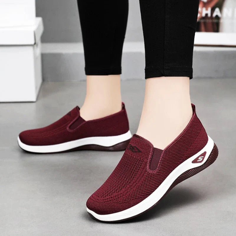 Women's Shoes Spring and Autumn New Mesh Breathable Casual Shoes Outdoor Lightweight Non-slip Wedge Heel Thick-soled Sneakers