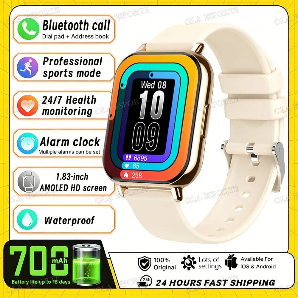 2026 Upgraded Smart Watch Heart Rate Blood Oxygen/Pressure Sleep Monitoring Bluetooth Call Voice Assistant Sport Mode Smartwatch