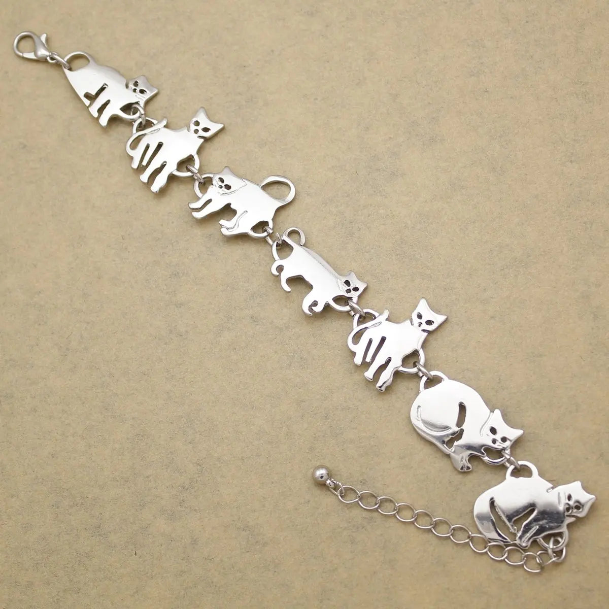 Clearance_Cat Pendant Charm Chain Link Bracelets For Women Cowgirl Cuff Bangles Fashion Jewelry Egyptian Bastet Pulseira Accesso