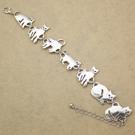Clearance_Cat Pendant Charm Chain Link Bracelets For Women Cowgirl Cuff Bangles Fashion Jewelry Egyptian Bastet Pulseira Accesso