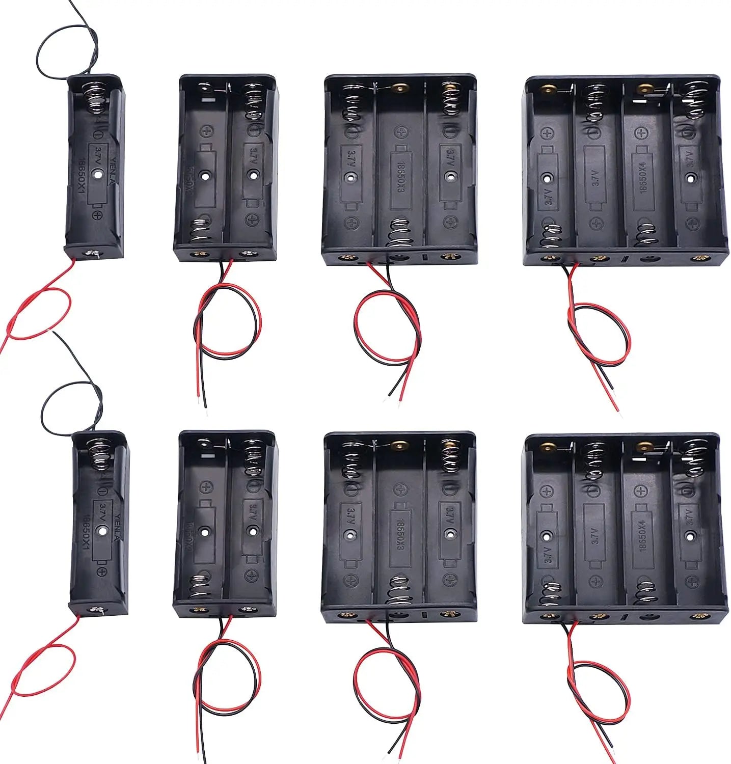 3pcs 18650 Battery Holder with Wire 3.7V,7.4V, 11.1V, 14.8V 18650 Battery Holder Box for Battery storage charging