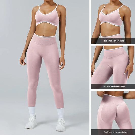 Sculpting Color Block Yoga Set with Tummy Control Shorts