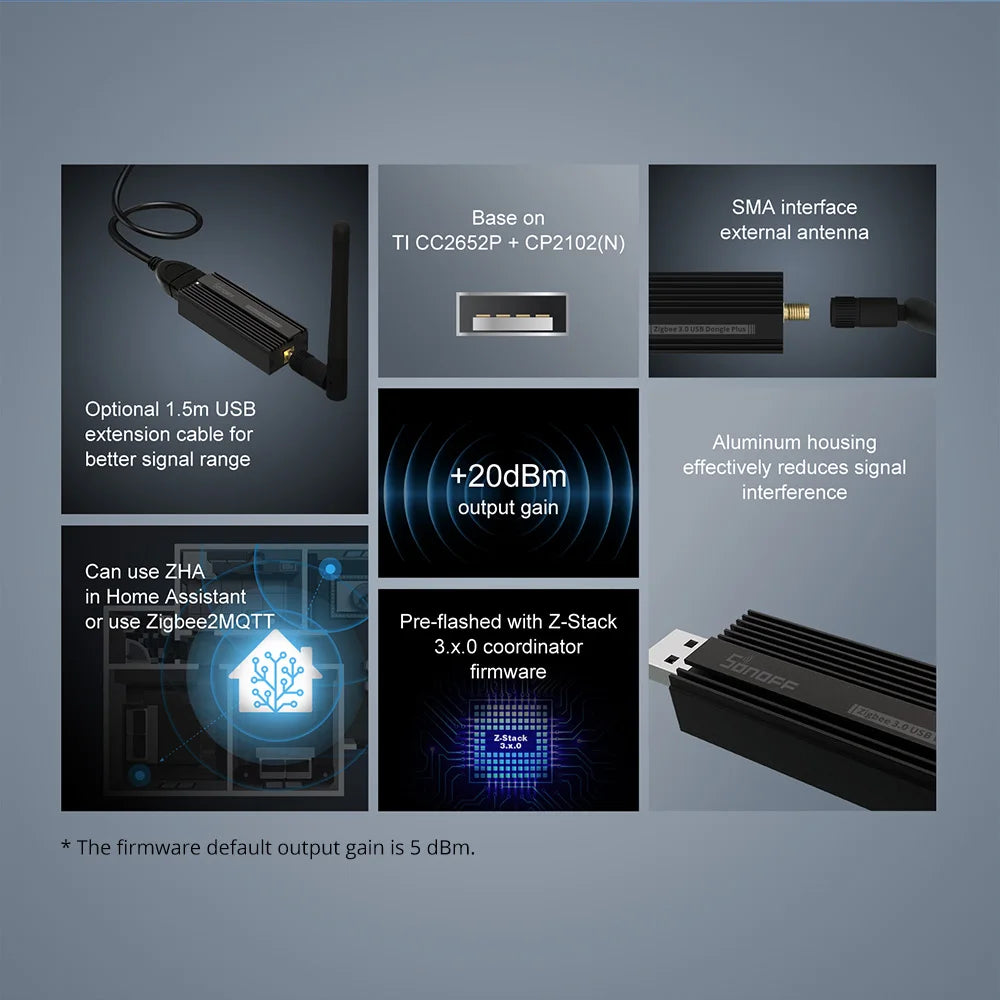 SONOFF ZB Dongle-P Zigbee 3.0 USB Dongle Plus Universal Zigbee Gateway Support via ZHA or Zigbee2MQTT Sonoff Zigbee Series