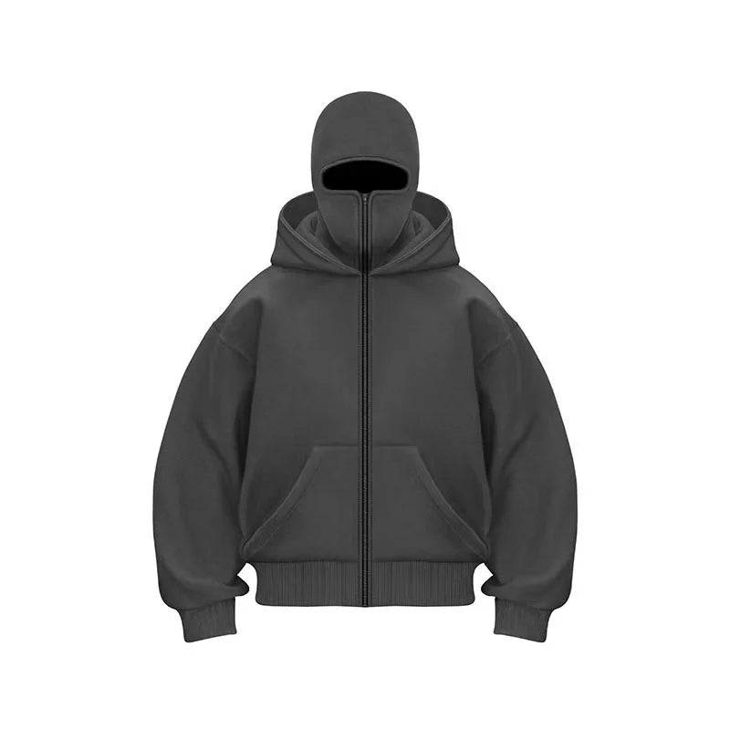 Men and Women Balaclava Y2K Gothic Harajuku Spring Autumn Winter New Item Double Hooded Sweatshirt Men Hooded Mask Zipper Jacket