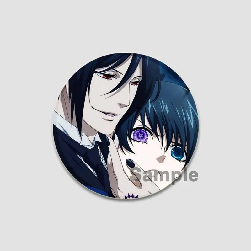 58MM Cartoon Comics Black Butler Creative DIY Badge Tinplate Plastic Pins Button Brooches for Backpack Accessories Jewelry Gifts