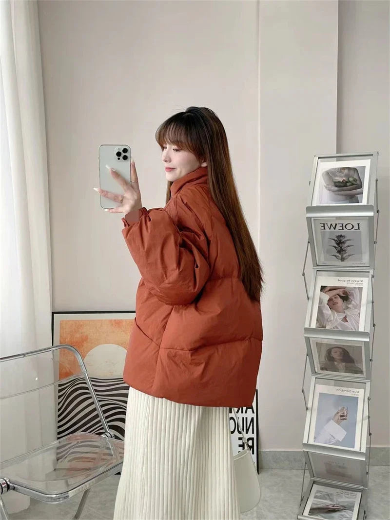 Women's Jacket New Korean Version Stand Collar Short Cotton-padded Jacket Thickening Warm Parkas Winter Vintage Coat