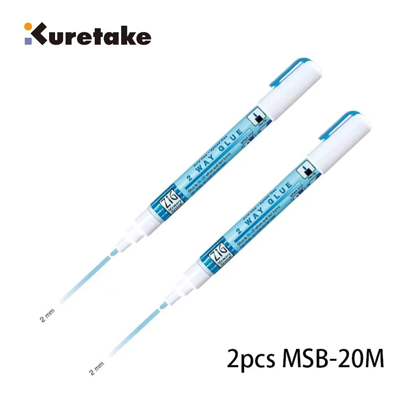 Japan Kuretake Zig 2 Way Glue Pen(1mm/2mm/4mm/15mm) , Adhesive for Professional,Artists, Crafting, Scrapbooking, Gift Card
