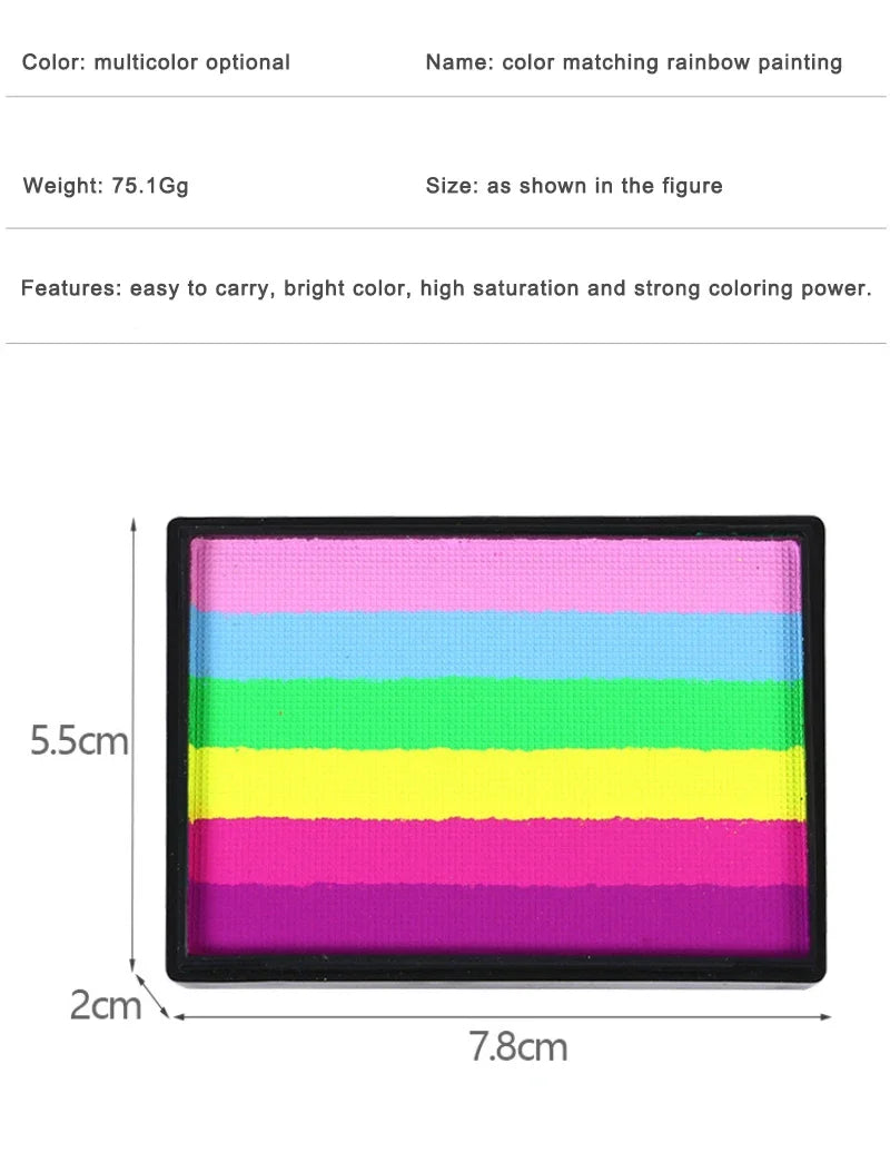 50g Facial and Body Paint Palette,Non-Toxic Rainbow Water-Soluble Body Paint for Rainbow Festival,Cosplay,Party,Art,Stage Makeup