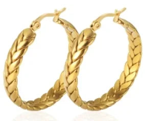Shiny Zircon Hoop Earrings for Women Trendy Golden Stainless Steel Circle Earring Jewelry Pendientes