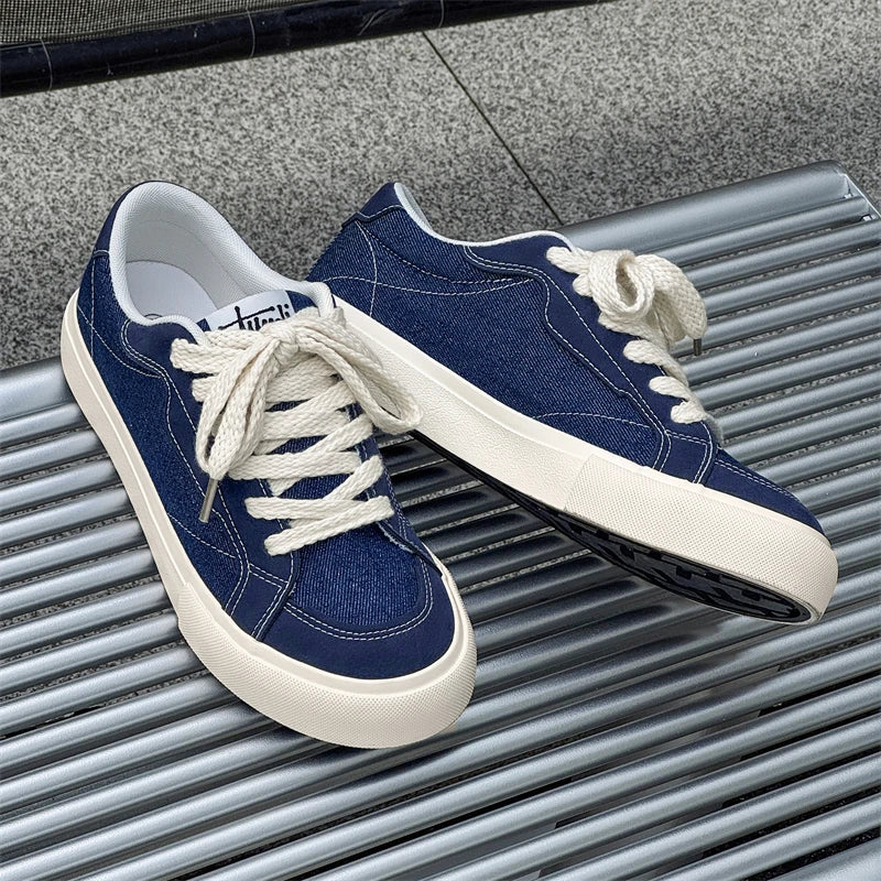 Mens Cowboy canvas Shoes Breathable Trend Mens board Shoes Thick Sole Trend Comfortable student Skateboard Trainers Footwear