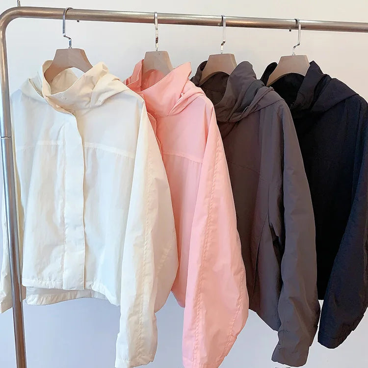 Mumaroho 2026 Autumn Winter Women Windbreaker Jacket Windproof Solid Long Sleeve Outdoor Sport Hooded Thin Coat Jacket For Women
