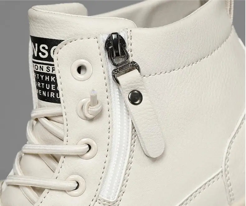 Men Boots Autumn High Top Leather Casual Shoes Fashion Cotton Shoes Flat Ankle Boots Business Outdoor Shoes Man Sneakers New