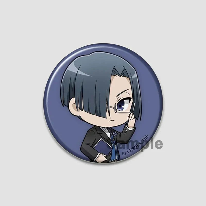 58MM Cartoon Comics Black Butler Creative DIY Badge Tinplate Plastic Pins Button Brooches for Backpack Accessories Jewelry Gifts
