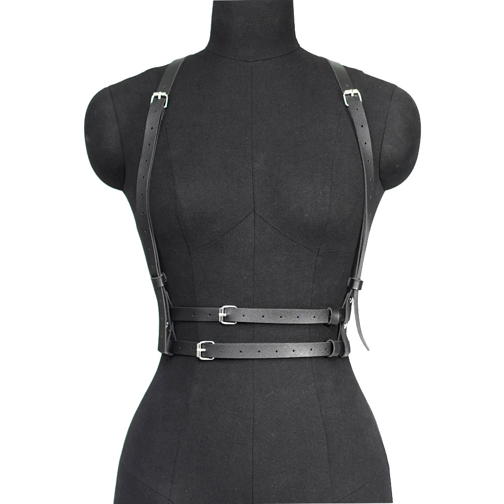 Womens Faux Leather Full Shoulder to Waist Corset