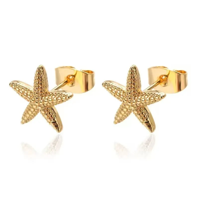 Vintage Star Shaped Earrings, Simple Star Shell Earrings, Ocean Party Jewelry Gift, New 2024 Collection