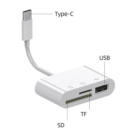 USB C SD Card Reader, USB C to Micro SD TF Memory Card Reader, 3-in-1 USB Camera Card Reader Adapter