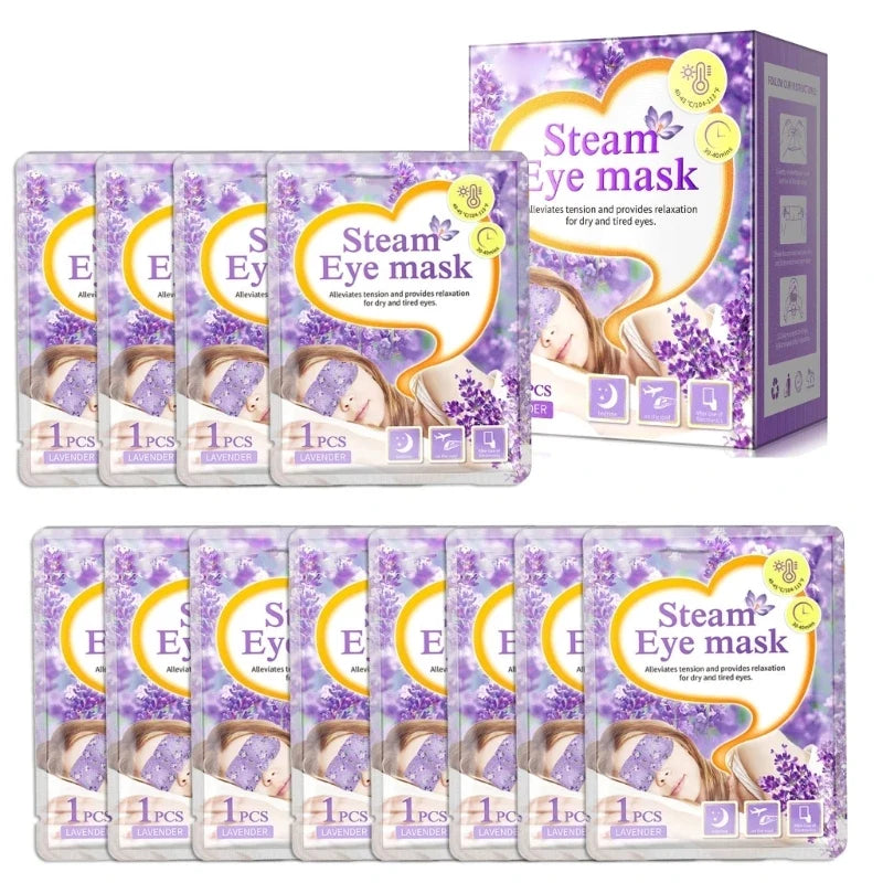 12 Pieces Self Heated Eye Mask Disposable Eye Heating Pad Moisturizing Heat Eye Mask Lavender Sleep Eye Mask for Daily