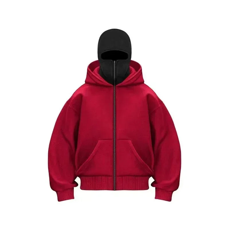 Men and Women Balaclava Y2K Gothic Harajuku Spring Autumn Winter New Item Double Hooded Sweatshirt Men Hooded Mask Zipper Jacket