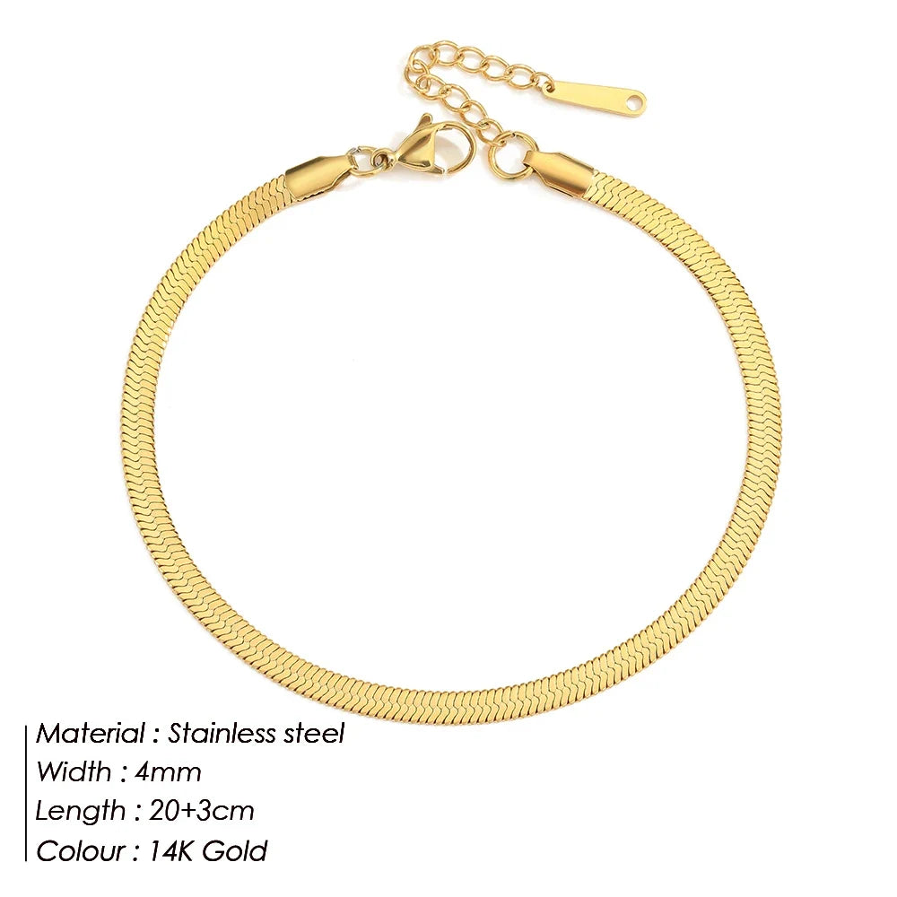 EMANCO 4MM Snake Chain Anklet Womens Beach Chain Stainless Steel Anklet Gift Drop/Wholesale Factory Direct Sales