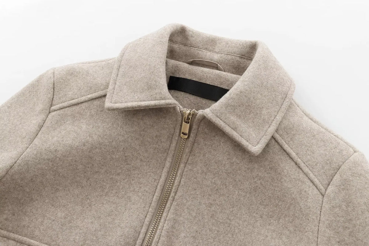 Women's Zipper Jacket Coat New Winter Long Sleeve Pocket Outerwear Coat Short Street Elegant Women's Jacket