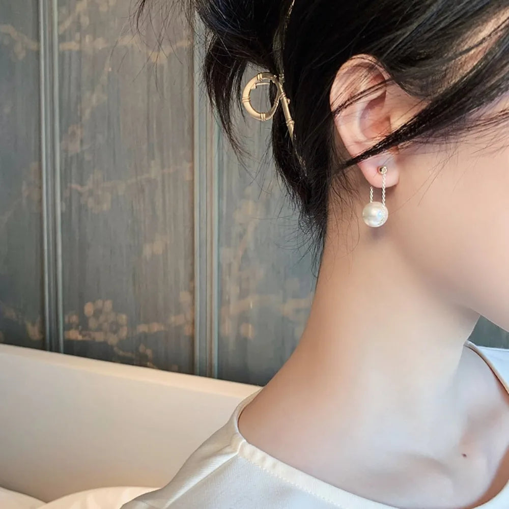 Exquisite Fashion Gold Color Stainless Steel Pearl Drop Dangle Earrings for Women Charm Party Korea Earring Jewelry Colorfast