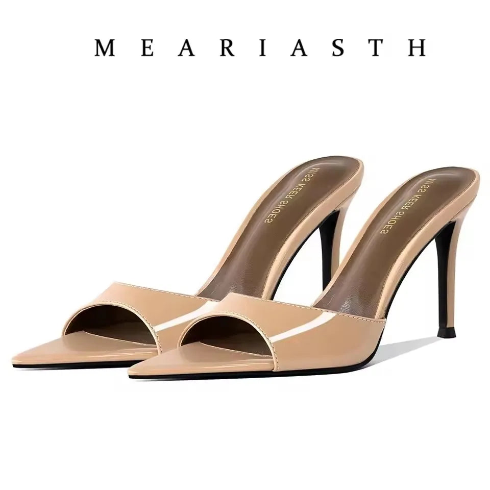 12/10cm pointed Open Toe High Heel Shoes Woman Summer OutsideSlipper Party Stiletto Luxury Designer Patent Leather Women Sandals