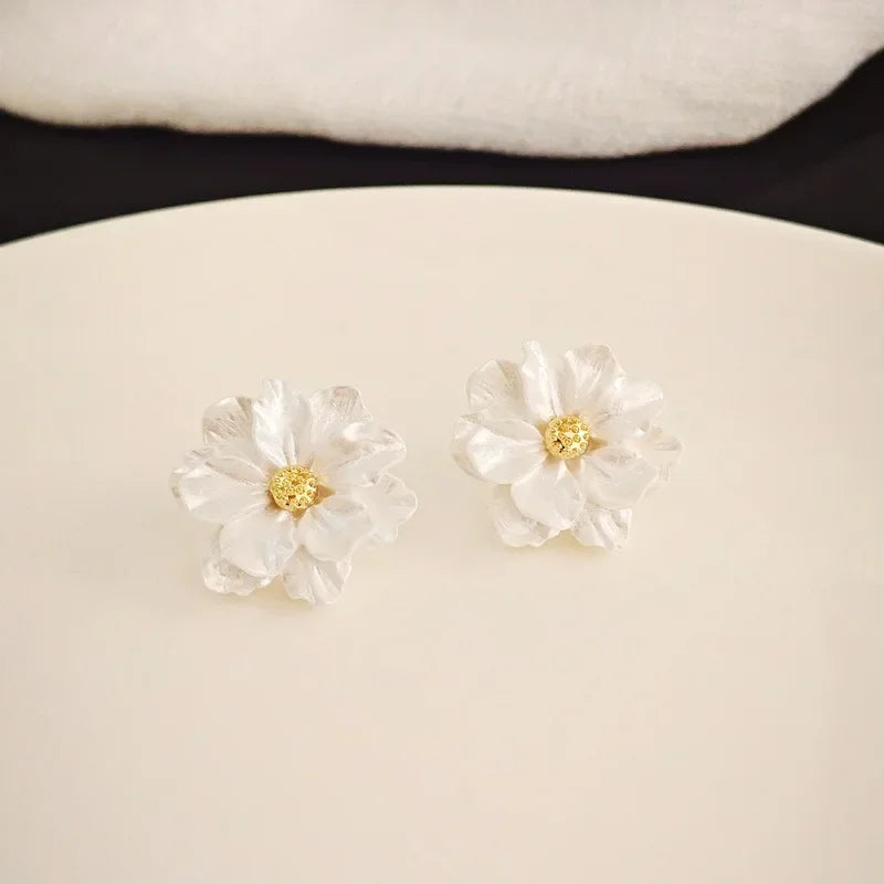 New Fashion Sweet Design Spring/Summer Blue Pink Enamel Flower Light Luxury High End Earrings Party Gifts for Women Jewelry