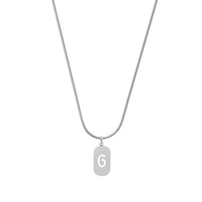 Stainless Steel Angel Number Necklace 0 1 2 3 4 5 6 7 8 9 Rectangle For Women Men Hollow Lucky Number Chain Necklaces Jewelry